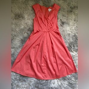Jessica Simpson Coral Peach Pink V-Neck Dress with Pockets Size 6 EUC $98 value